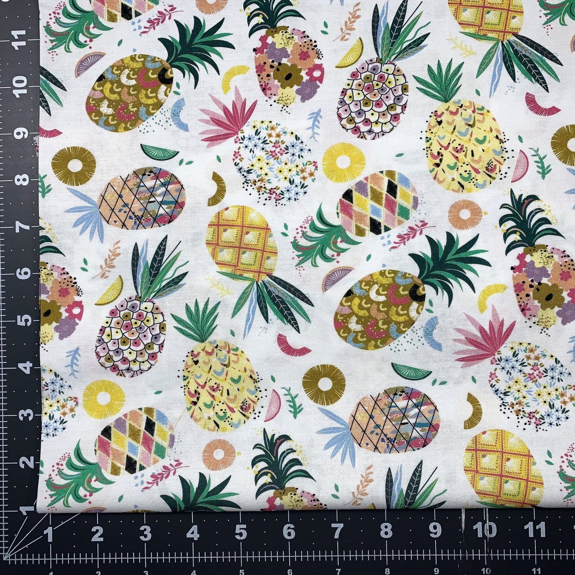 White Pineapple Cotton Fabric D3040 Pineapple Crush - Mary Jo Fabrics