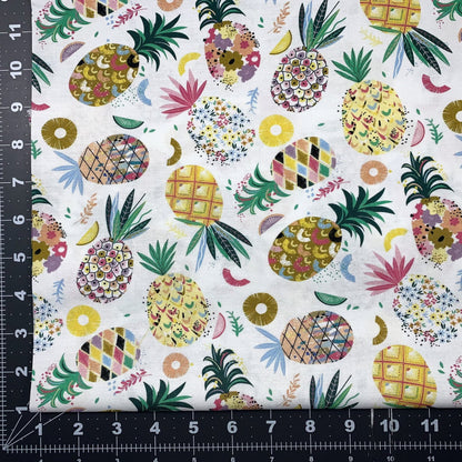 White Pineapple Cotton Fabric D3040 Pineapple Crush - Mary Jo Fabrics