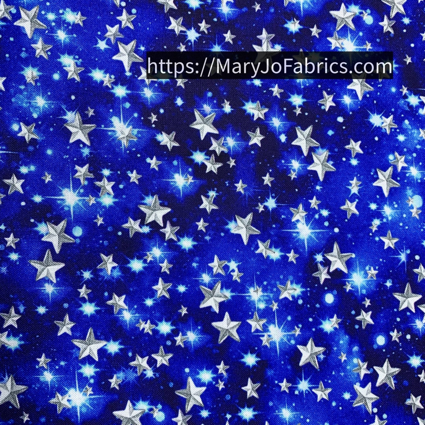 White Stars on Blue Cotton Fabric 59 - 8981 - Mary Jo Fabrics