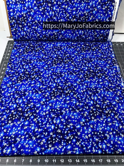 White Stars on Blue Cotton Fabric 59 - 8981 - Mary Jo Fabrics