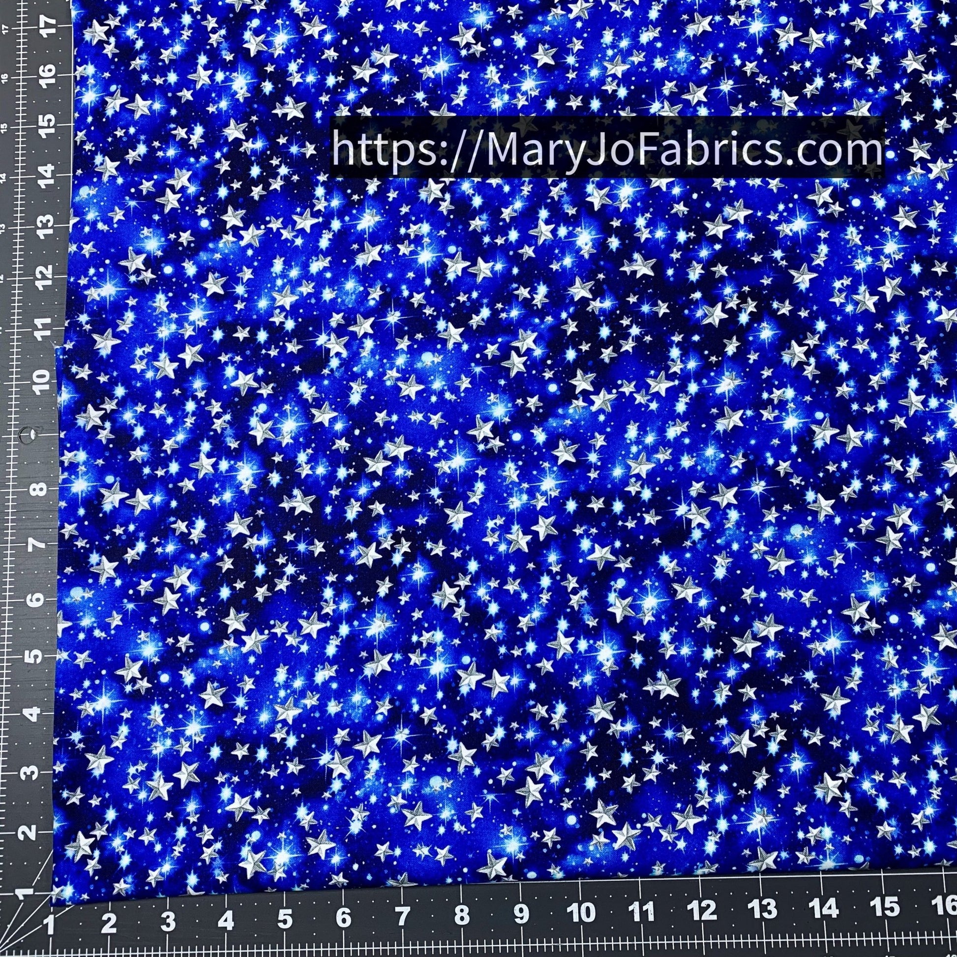 White Stars on Blue Cotton Fabric 59 - 8981 - Mary Jo Fabrics