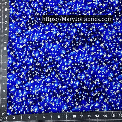 White Stars on Blue Cotton Fabric 59 - 8981 - Mary Jo Fabrics