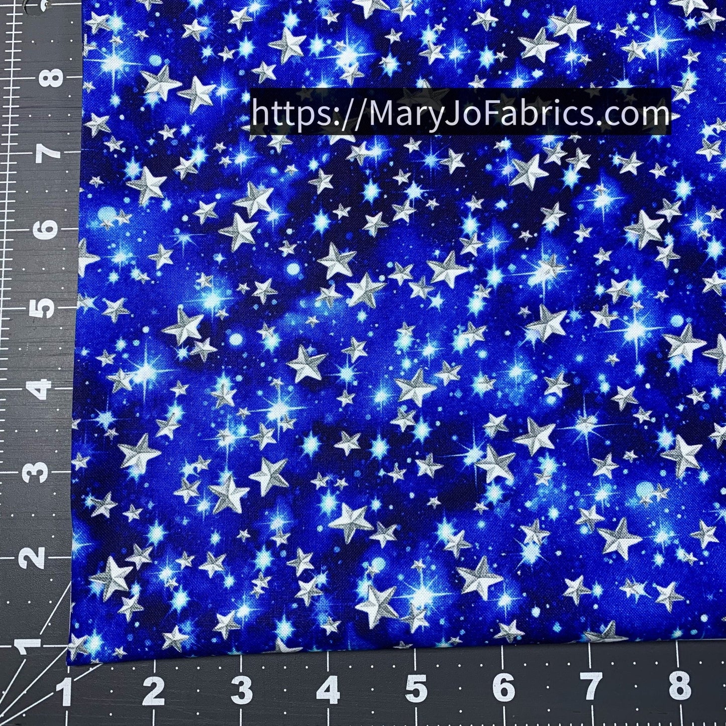White Stars on Blue Cotton Fabric 59 - 8981 - Mary Jo Fabrics