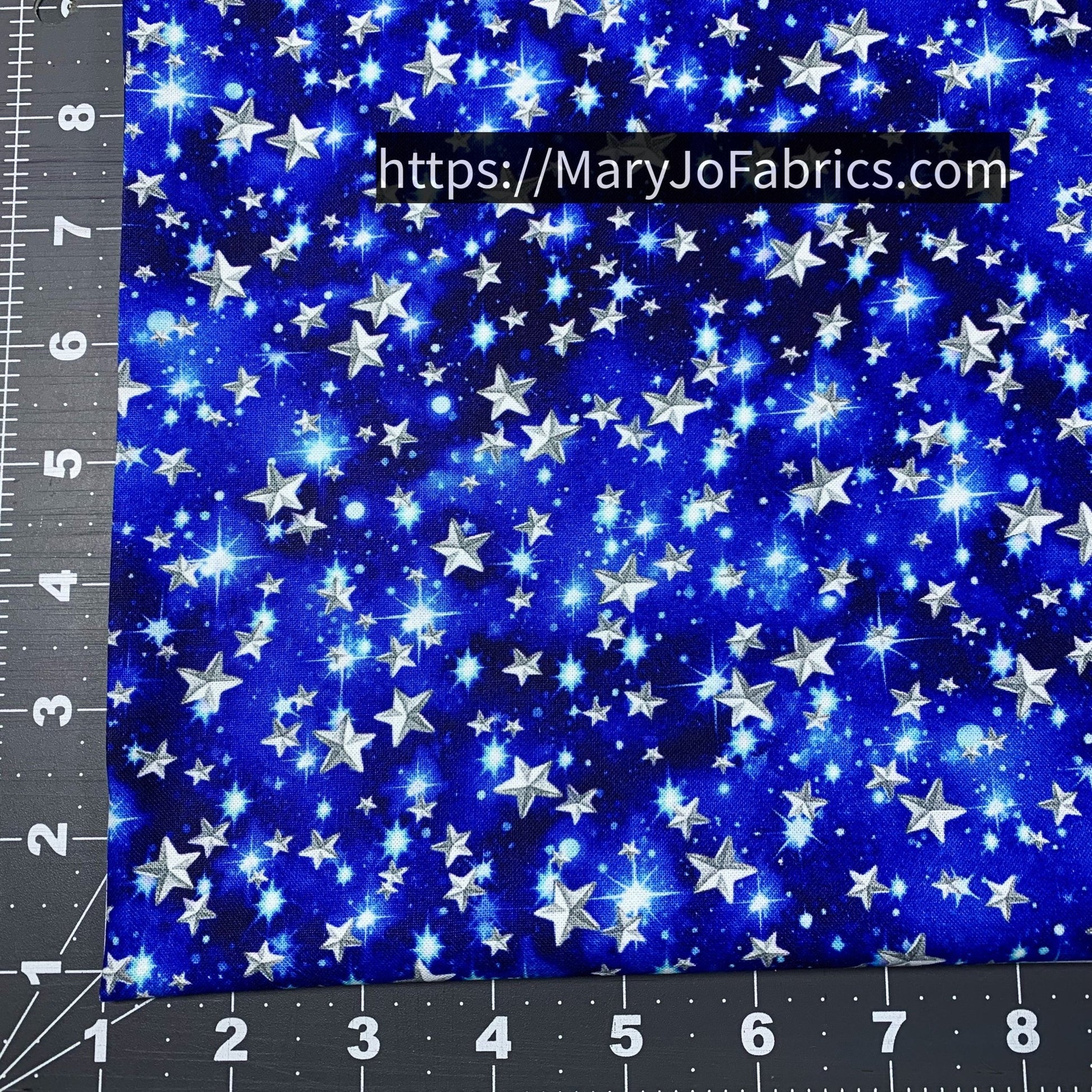 White Stars on Blue Cotton Fabric 59 - 8981 - Mary Jo Fabrics