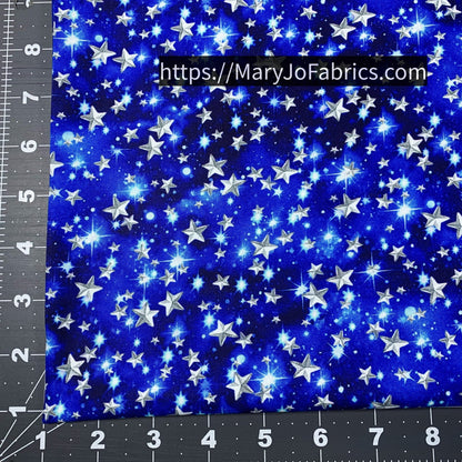 White Stars on Blue Cotton Fabric 59 - 8981 - Mary Jo Fabrics