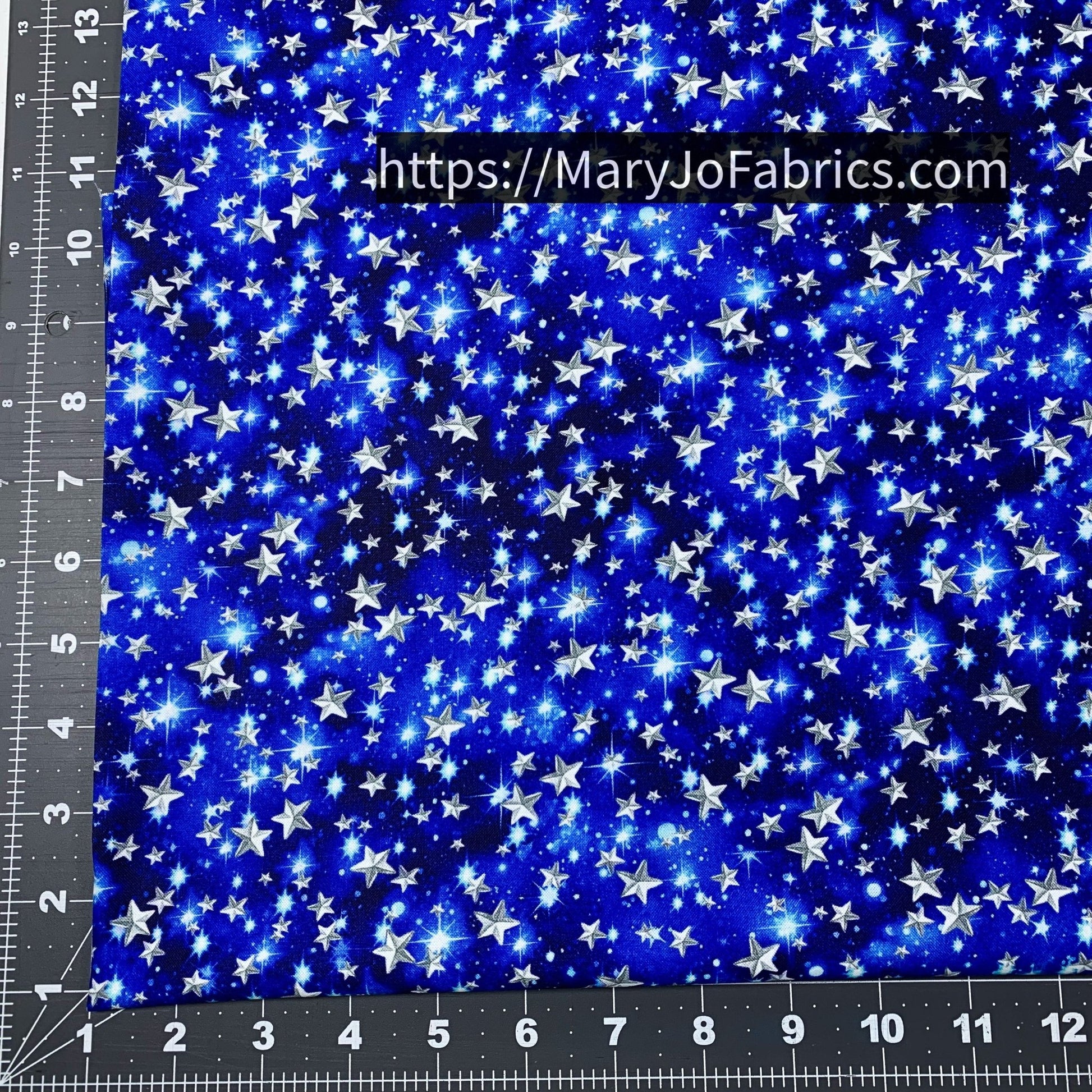 White Stars on Blue Cotton Fabric 59 - 8981 - Mary Jo Fabrics