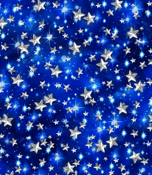 White Stars on Blue Cotton Fabric 59 - 8981 - Mary Jo Fabrics