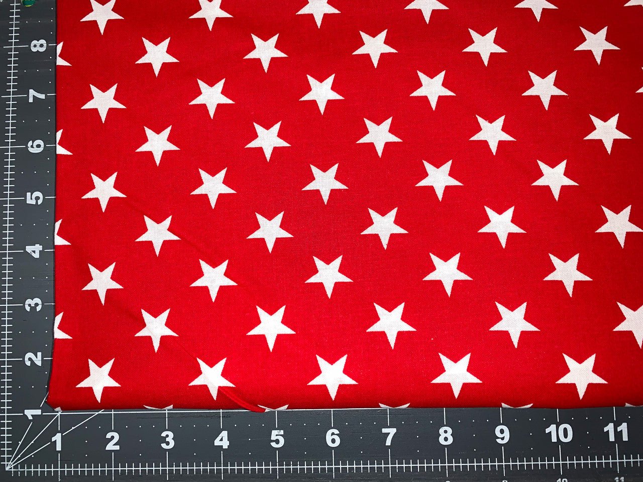 White Stars on Red quilting fabric 108" quilt backing - Mary Jo Fabrics