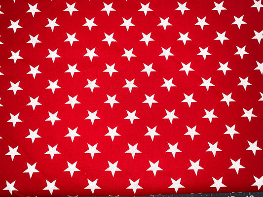 White Stars on Red quilting fabric 108" quilt backing - Mary Jo Fabrics