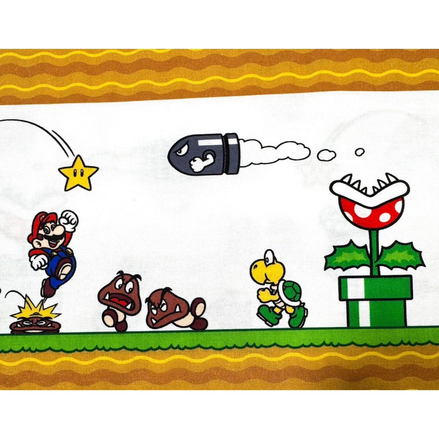 White Super Mario Cotton Fabric 79803 Mario Side Scroller - Mary Jo Fabrics