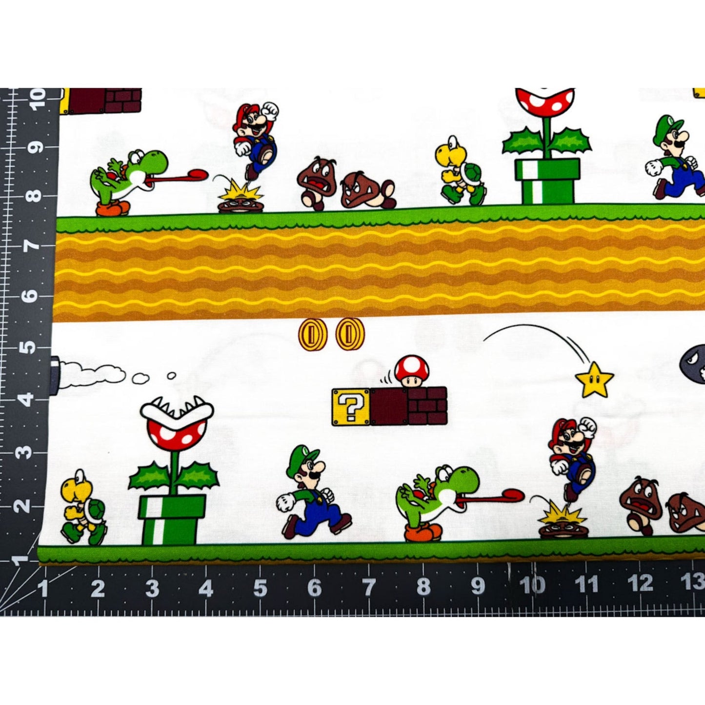 White Super Mario Cotton Fabric 79803 Mario Side Scroller - Mary Jo Fabrics