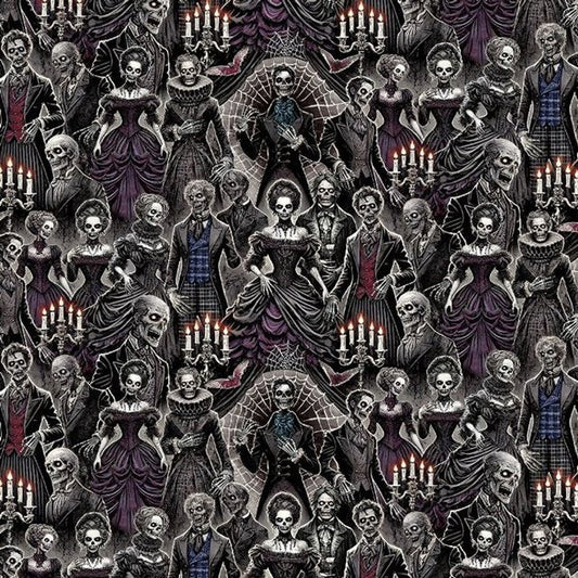 Wicked Party Fabric CD4139 Day of Dead Halloween Gala - Mary Jo Fabrics