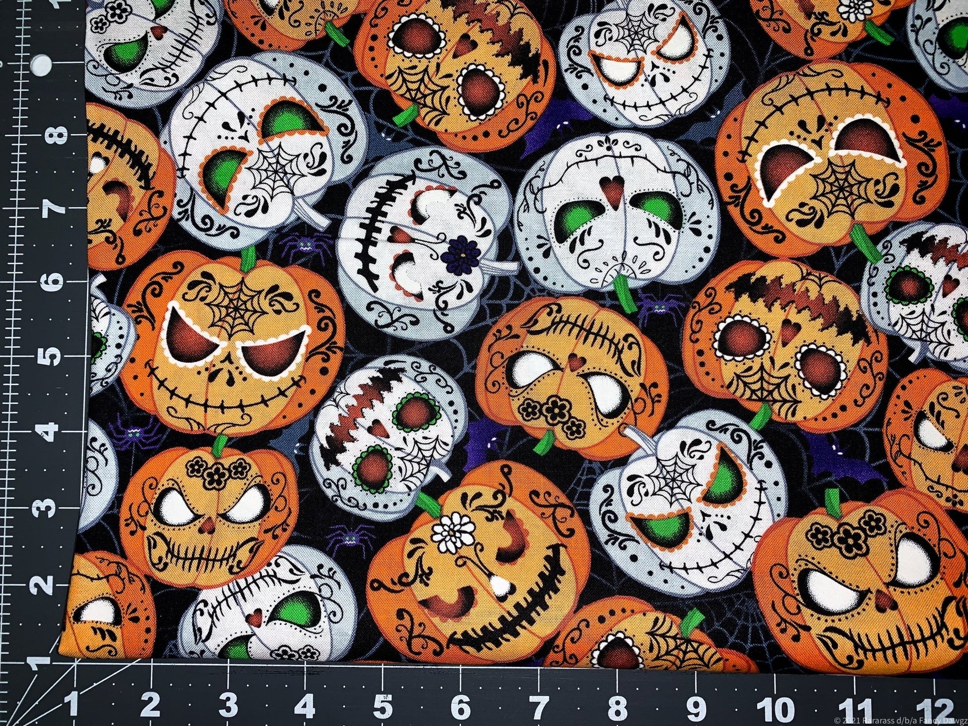 Wicked Pumpkin fabric CG8651 Jack O Lantern Halloween fabric - Mary Jo Fabrics