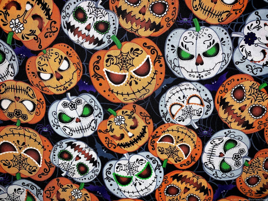 Wicked Pumpkin fabric CG8651 Jack O Lantern Halloween fabric - Mary Jo Fabrics