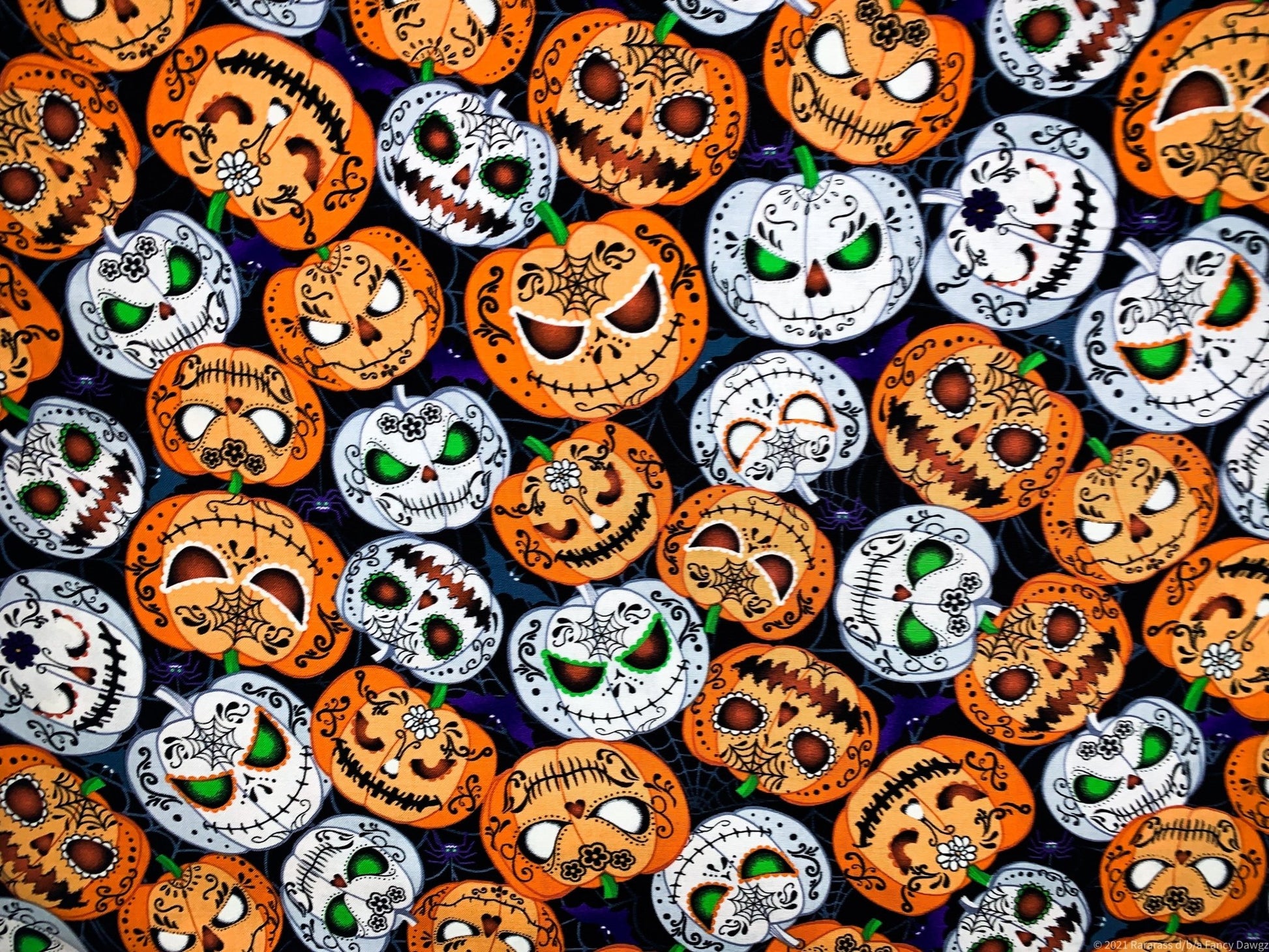 Wicked Pumpkin fabric CG8651 Jack O Lantern Halloween fabric - Mary Jo Fabrics