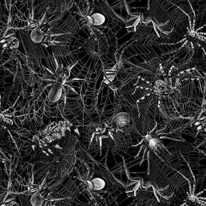 Wicked Spider Fabric CD2765 Spiders on Webs - Mary Jo Fabrics