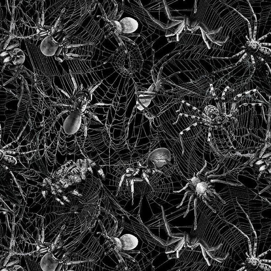 Wicked Spider Fabric CD2765 Spiders on Webs - Mary Jo Fabrics