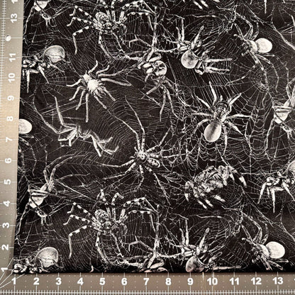Wicked Spider Fabric CD2765 Spiders on Webs - Mary Jo Fabrics