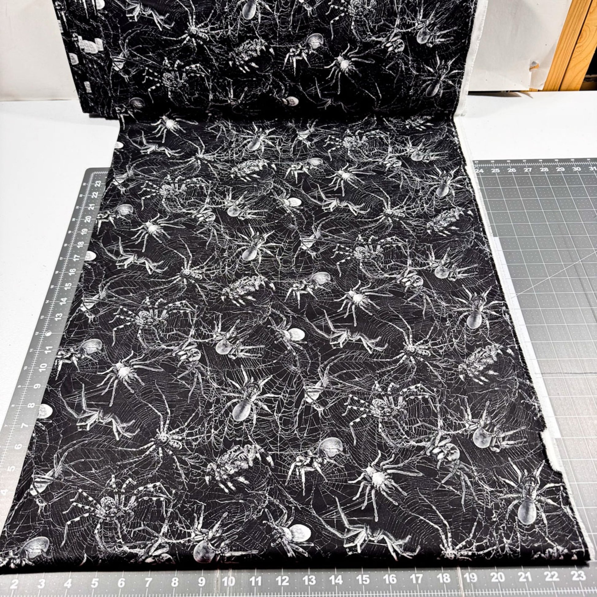 Wicked Spider Fabric CD2765 Spiders on Webs - Mary Jo Fabrics