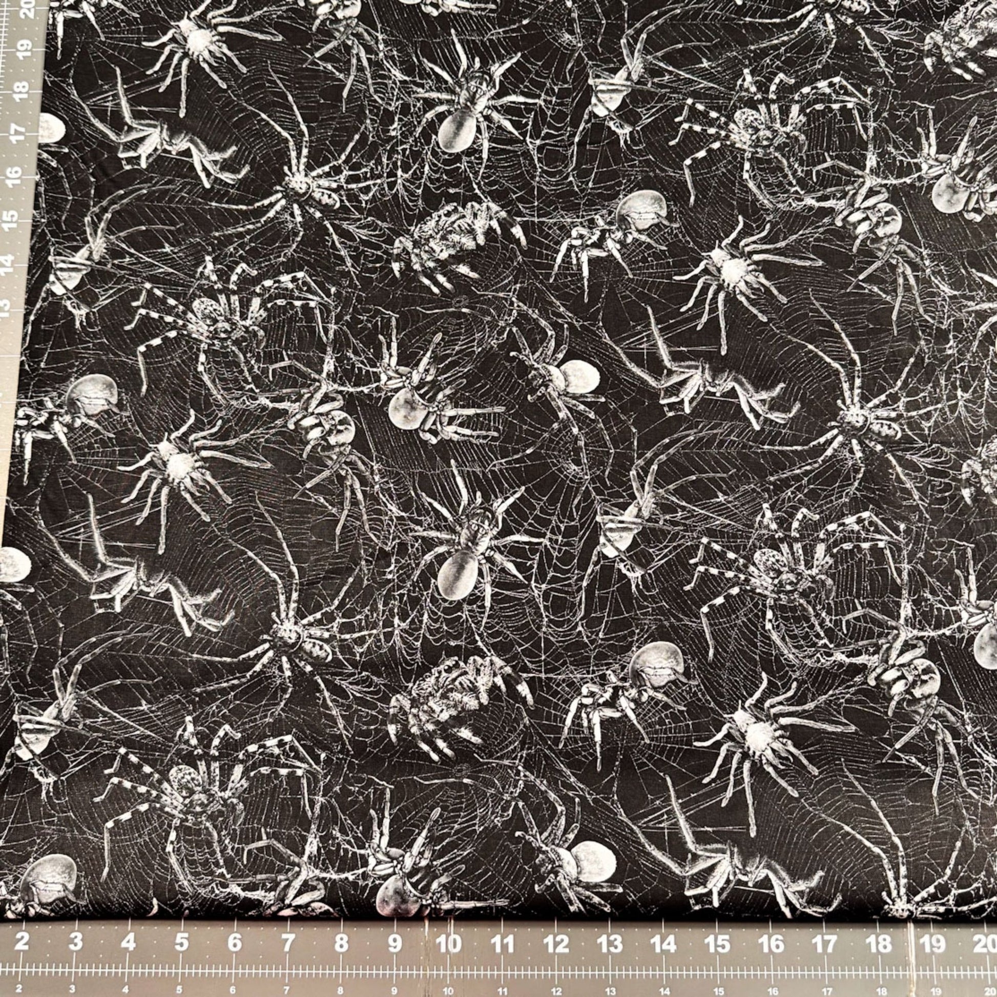 Wicked Spider Fabric CD2765 Spiders on Webs - Mary Jo Fabrics