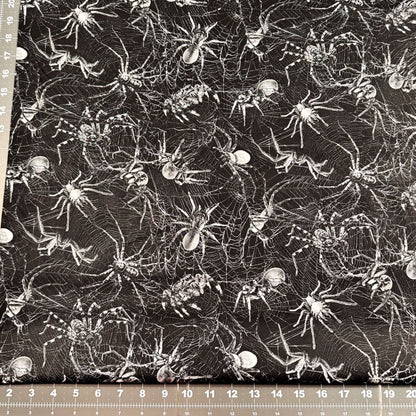 Wicked Spider Fabric CD2765 Spiders on Webs - Mary Jo Fabrics