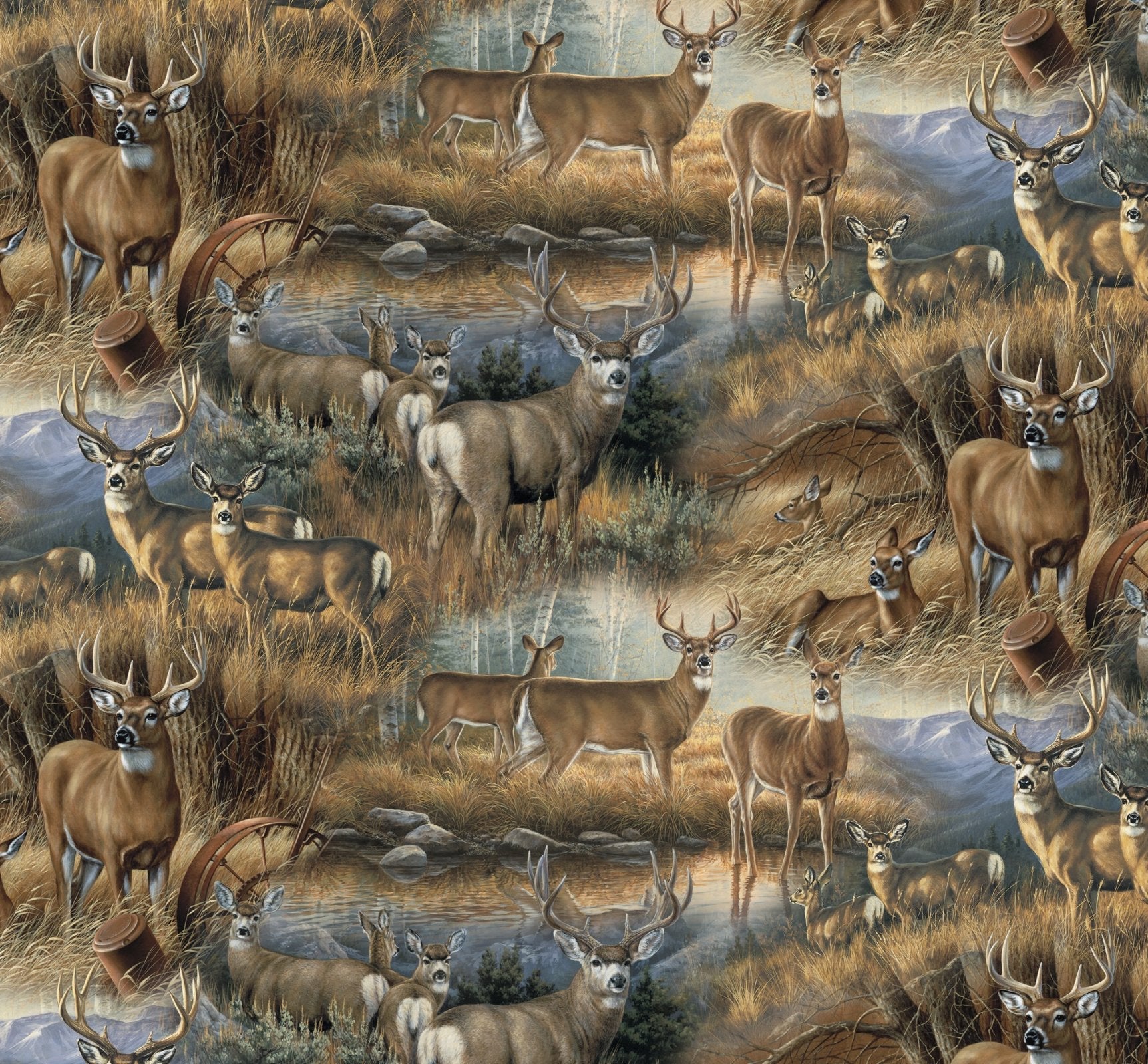 Wild deer fabric WW - 3146 Deer Glance - Mary Jo Fabrics