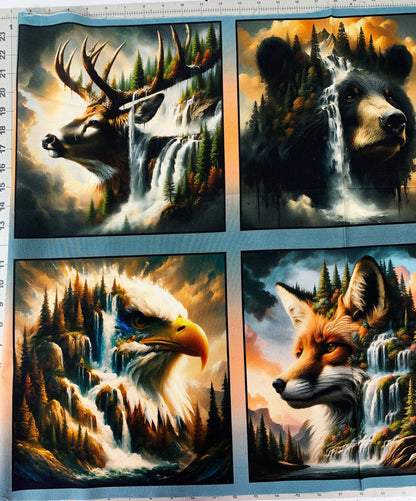 Wilderness Song Animal Panel 4168 Deer Bear Panel 24x42 - Mary Jo Fabrics