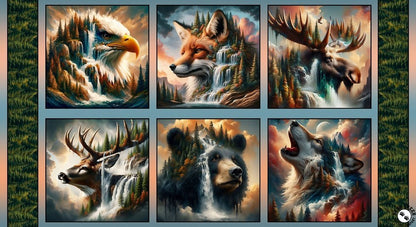 Wilderness Song Animal Panel 4168 Deer Bear Panel 24x42 - Mary Jo Fabrics