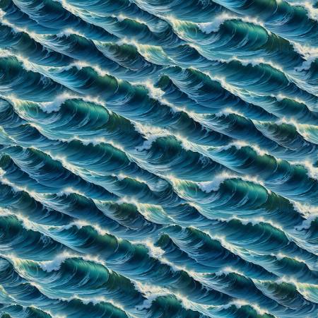 Wilderness Song Blue Waves Water Cotton Fabric - Mary Jo Fabrics