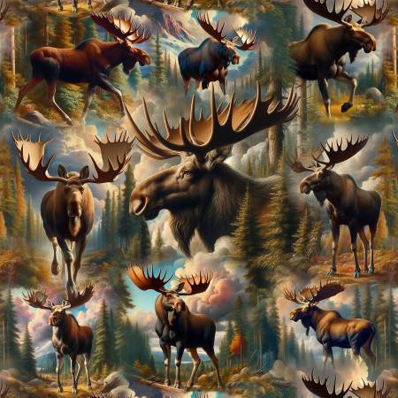 Wilderness Song Brown Moose fabric 417739 Big Moose cotton - Mary Jo Fabrics