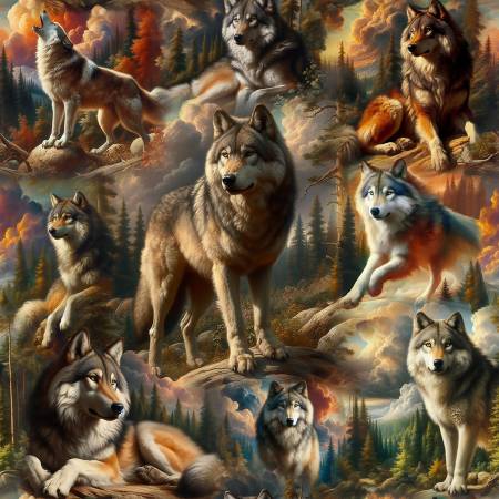 Wilderness Song Gray Wolves Cotton Fabric 4181 - Mary Jo Fabrics