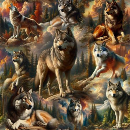 Wilderness Song Gray Wolves Cotton Fabric 4181 - Mary Jo Fabrics
