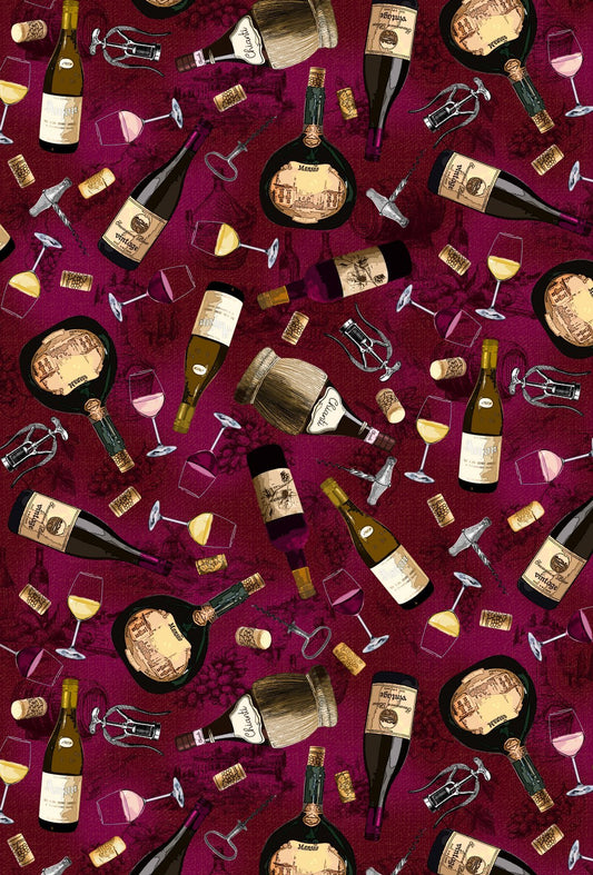 Wine fabric C8396 Wine glass cotton fabric - Mary Jo Fabrics