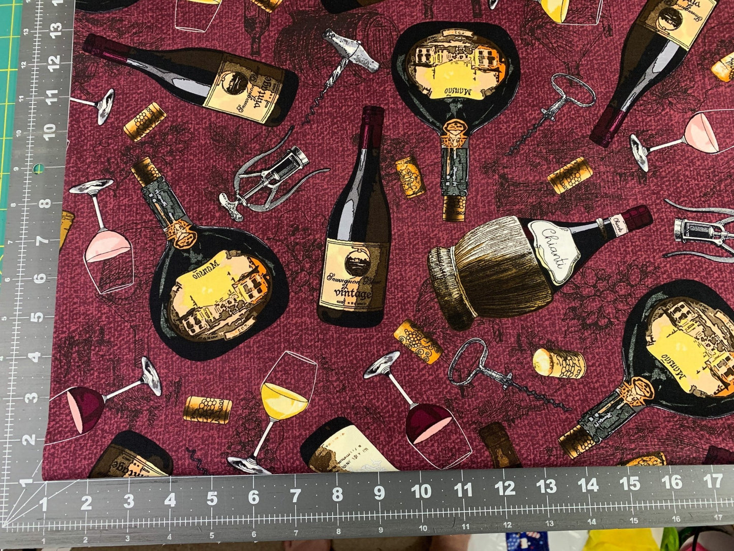 Wine fabric C8396 Wine glass cotton fabric - Mary Jo Fabrics