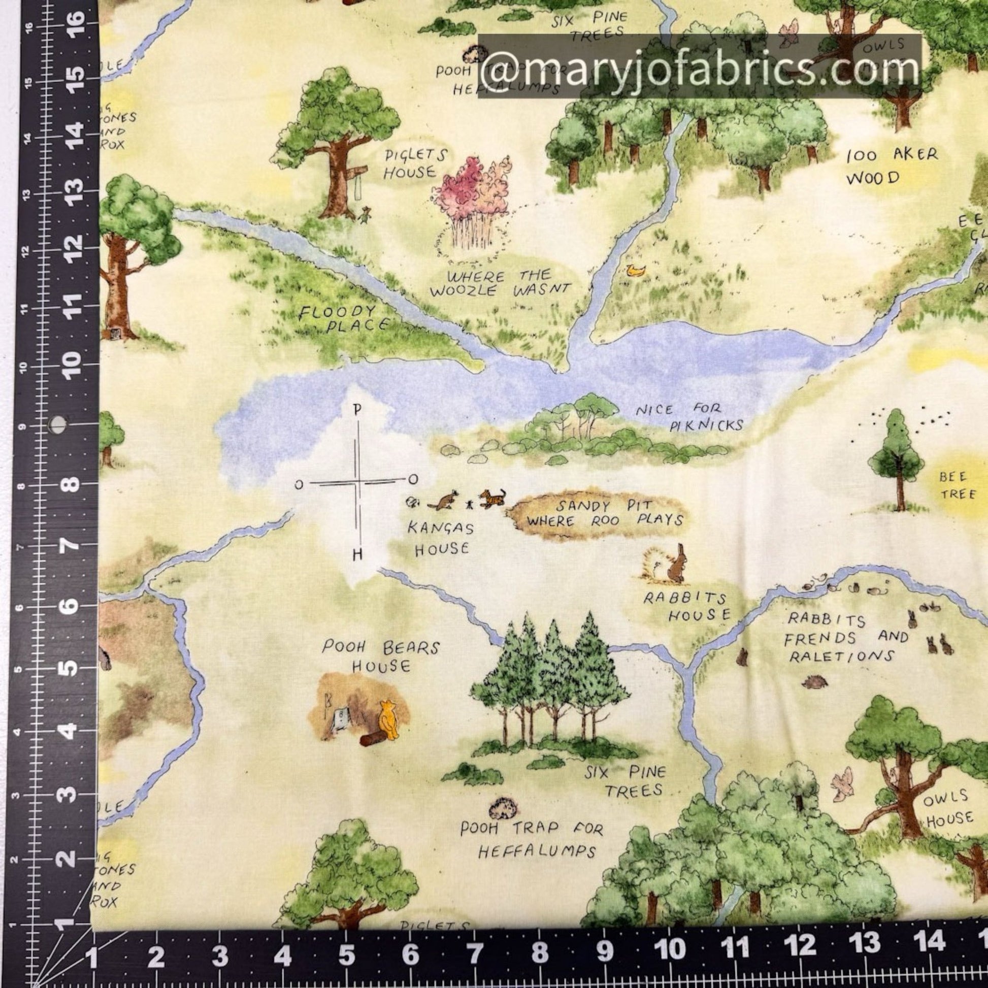Winnie the Pooh Fabric 8715-60 Hundred Acres Wood Map - Mary Jo Fabrics