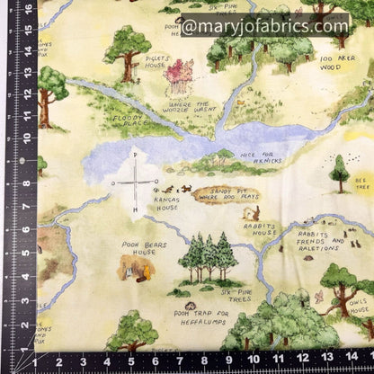 Winnie the Pooh Fabric 8715-60 Hundred Acres Wood Map - Mary Jo Fabrics