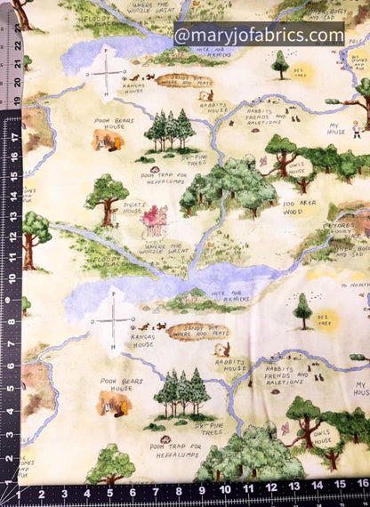 Winnie the Pooh Fabric 8715-60 Hundred Acres Wood Map - Mary Jo Fabrics