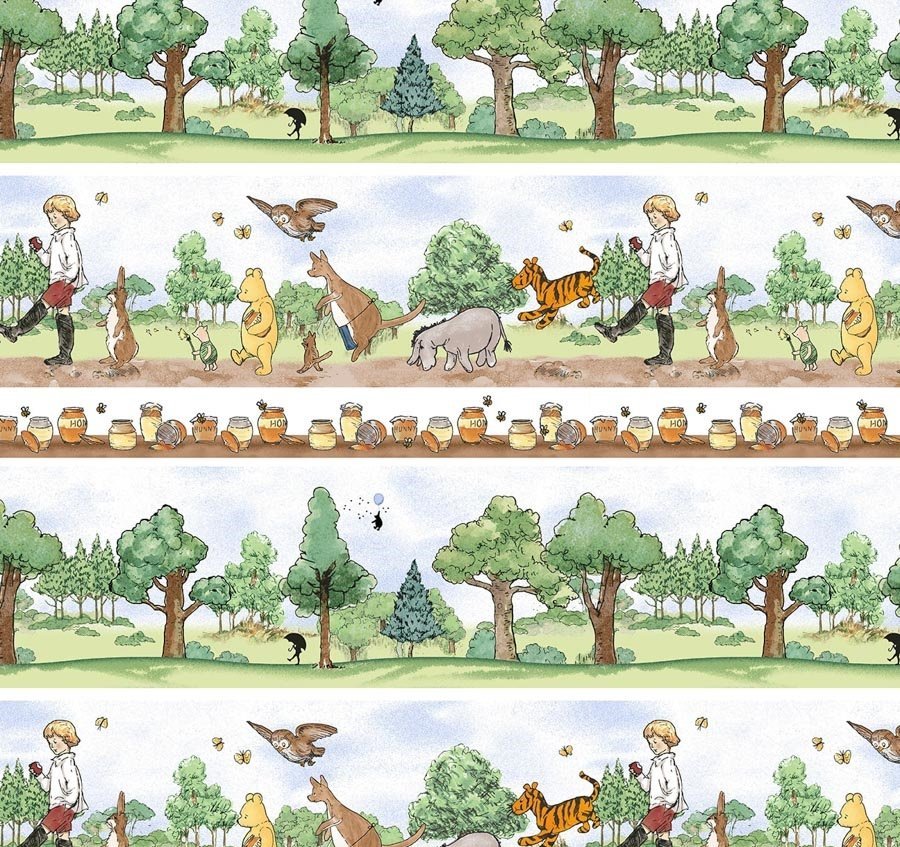 Winnie the Pooh fabric 8727 - 36 Stripe Woods - Mary Jo Fabrics