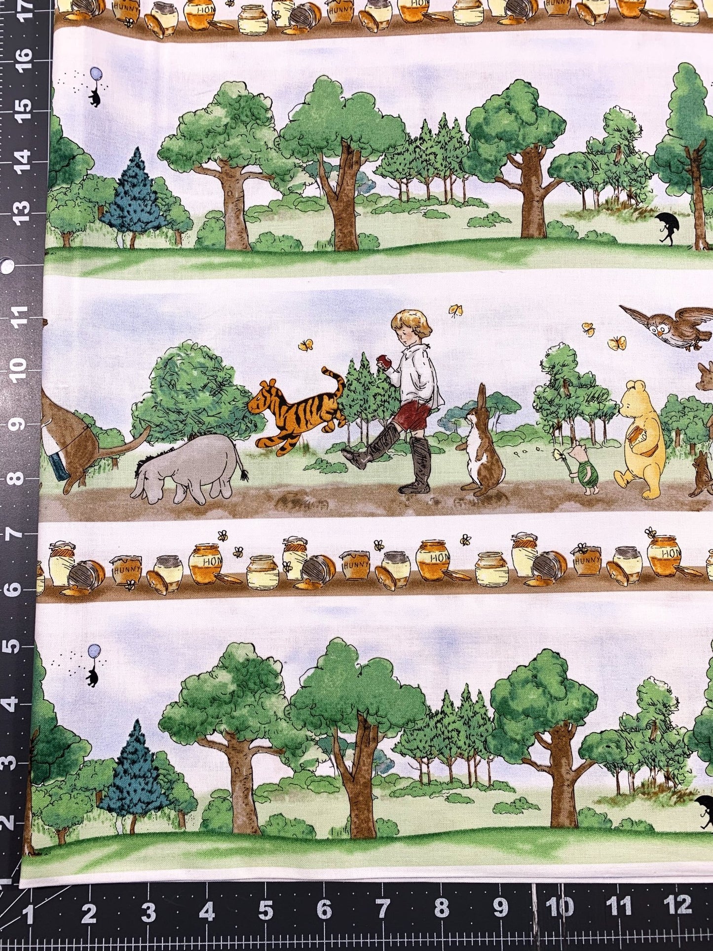 Winnie the Pooh fabric 8727 - 36 Stripe Woods - Mary Jo Fabrics