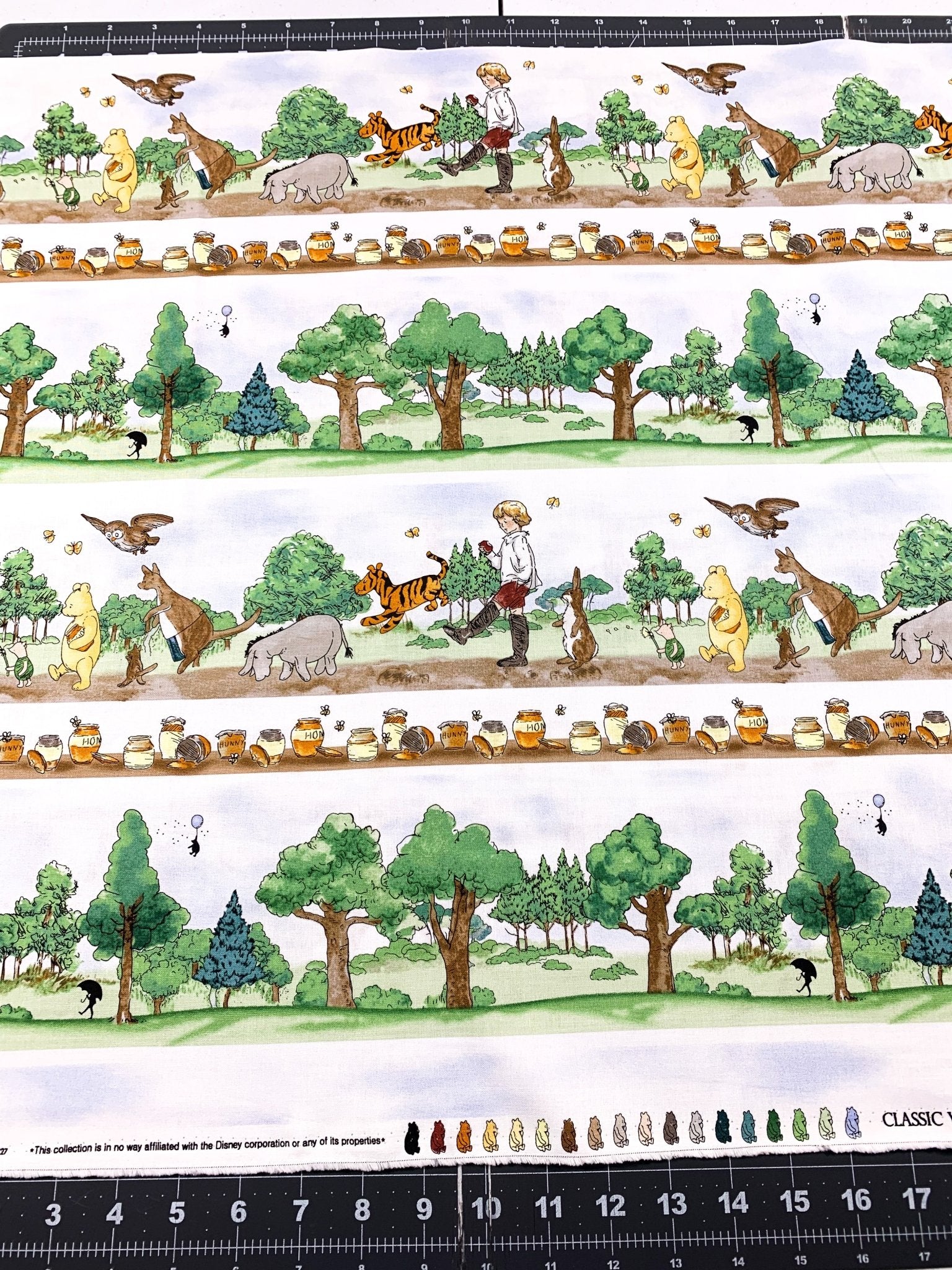 Winnie the Pooh fabric 8727 - 36 Stripe Woods - Mary Jo Fabrics