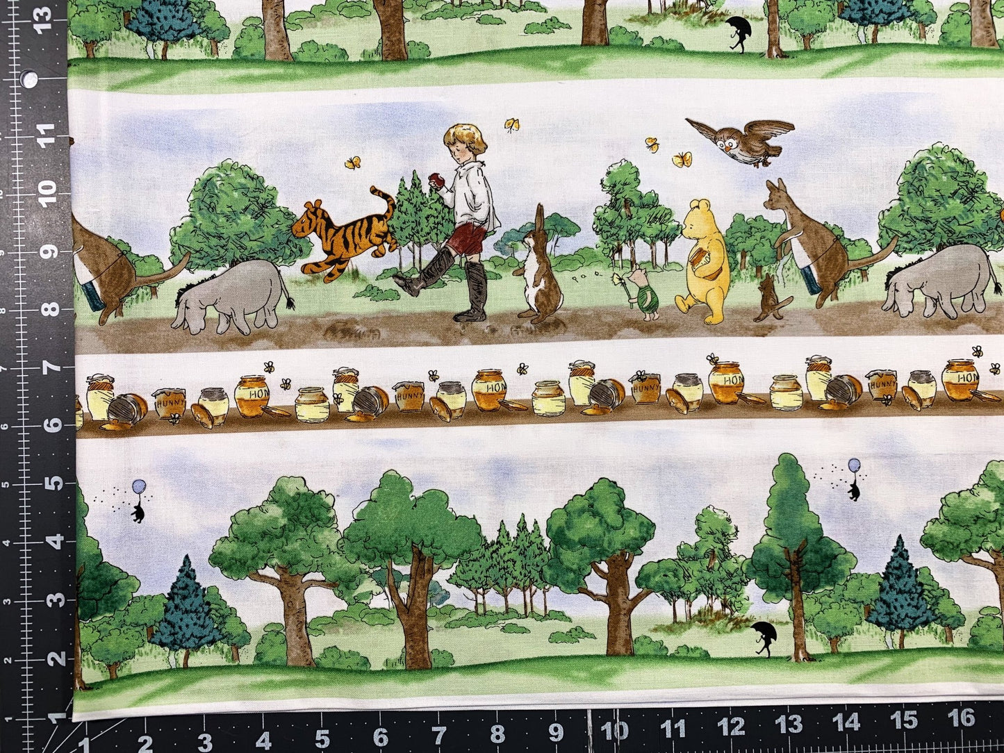 Winnie the Pooh fabric 8727 - 36 Stripe Woods - Mary Jo Fabrics