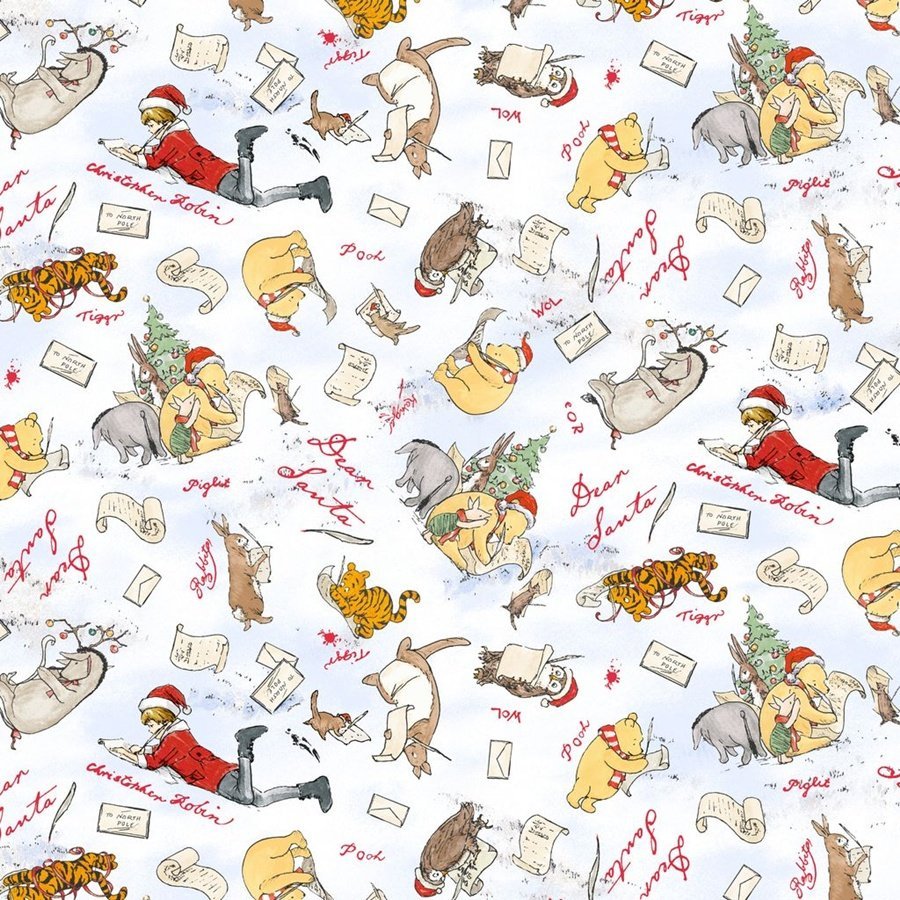 Winnie the Pooh Fabric 9100-07 Christmas at Pooh Corner Dear Santa - Mary Jo Fabrics