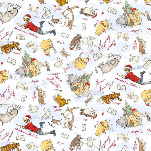 Winnie the Pooh Fabric 9100-07 Christmas at Pooh Corner Dear Santa - Mary Jo Fabrics