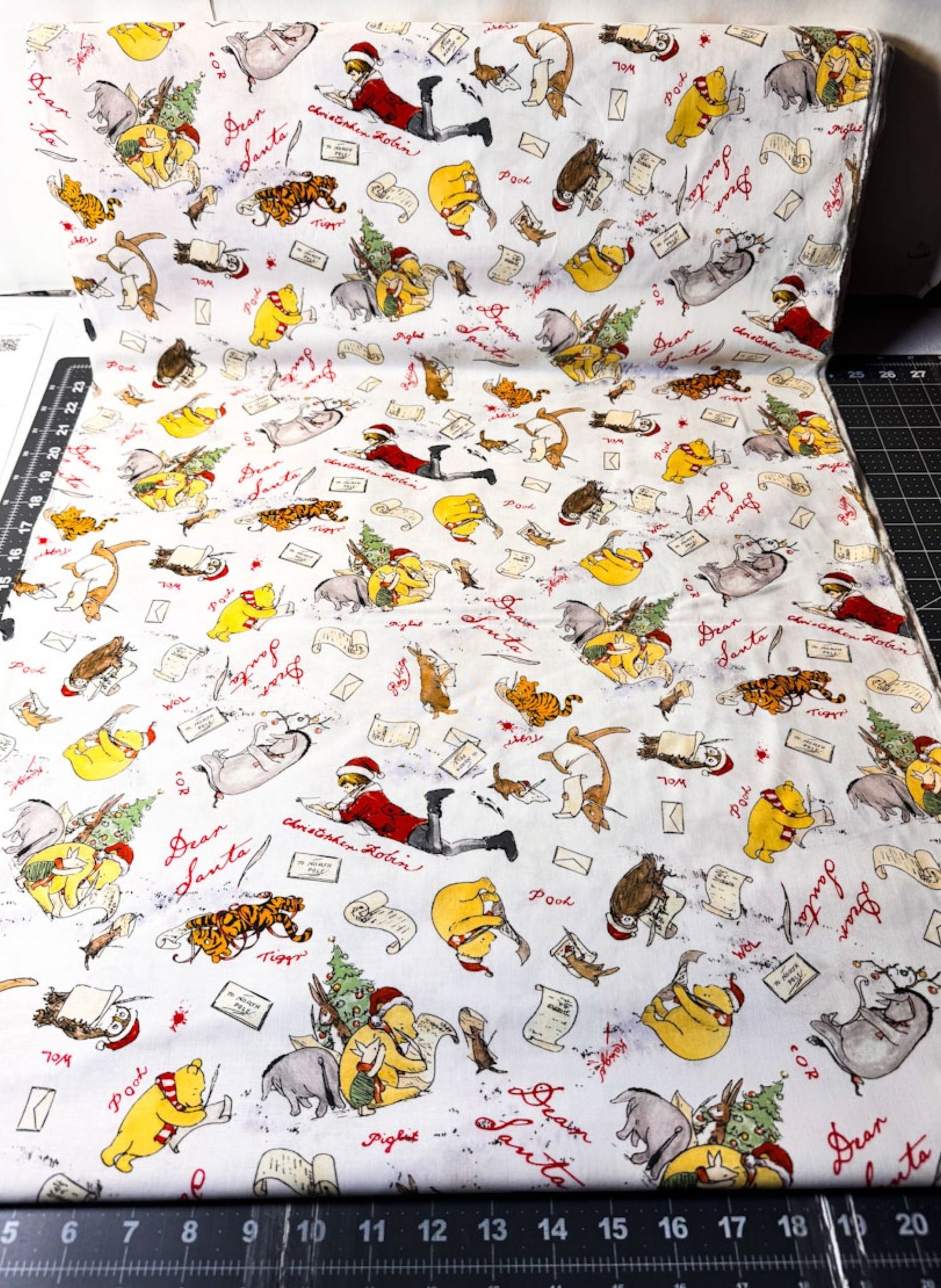 Winnie the Pooh Fabric 9100-07 Christmas at Pooh Corner Dear Santa - Mary Jo Fabrics