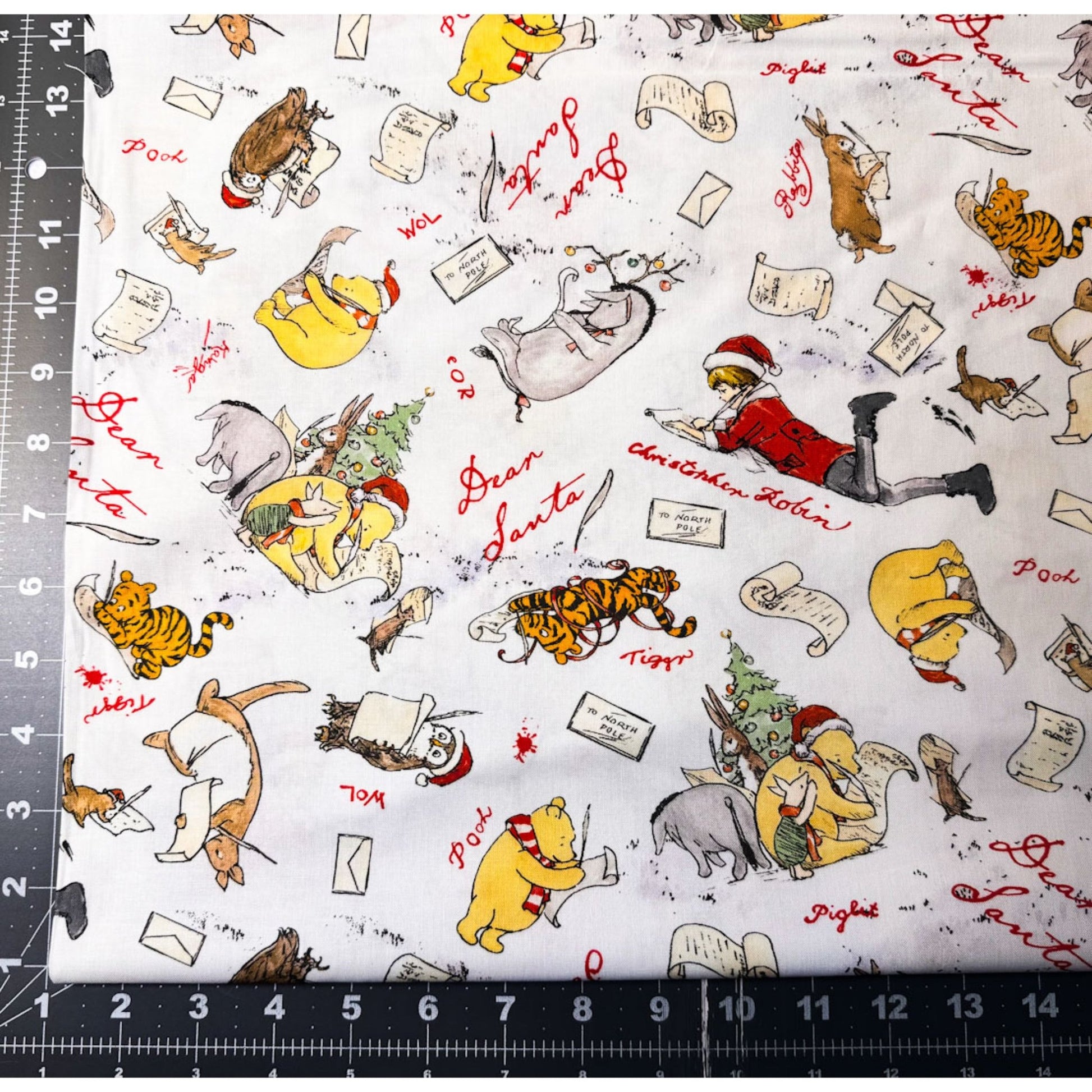 Winnie the Pooh Fabric 9100-07 Christmas at Pooh Corner Dear Santa - Mary Jo Fabrics