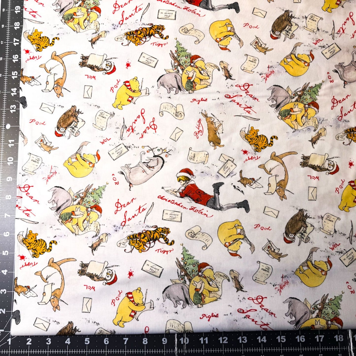 Winnie the Pooh Fabric 9100-07 Christmas at Pooh Corner Dear Santa - Mary Jo Fabrics