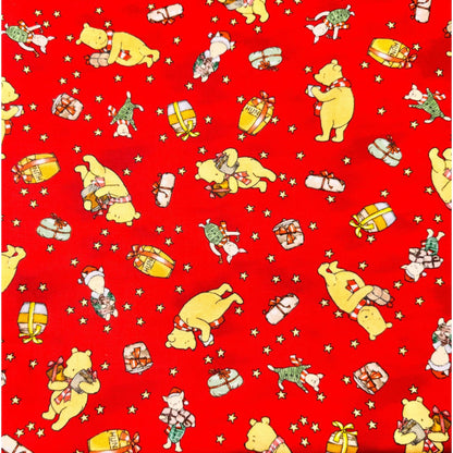 Winnie the Pooh Fabric 9101-88 Red Christmas Pooh Corner Piglet Gift - Mary Jo Fabrics