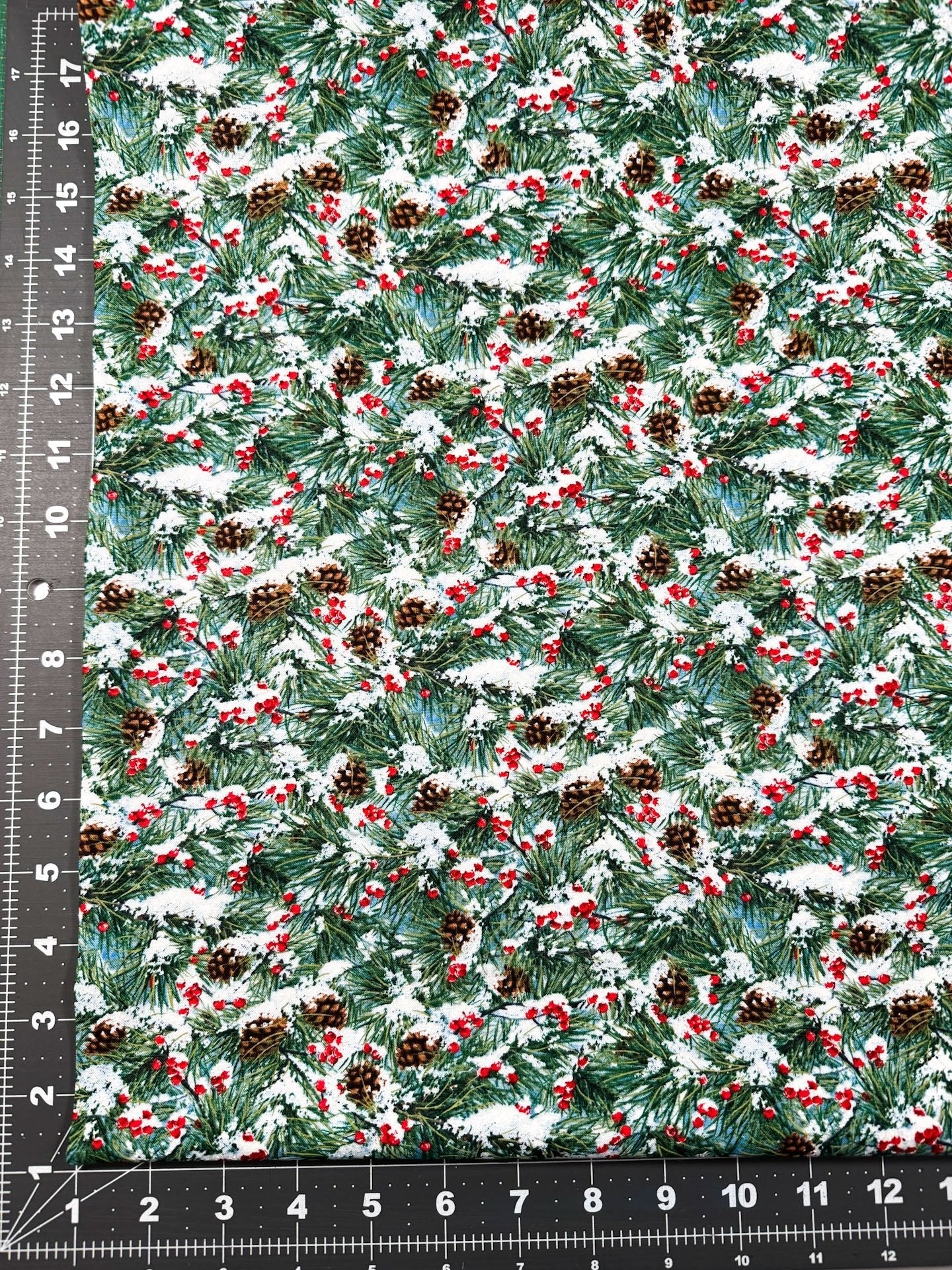 Winter Pine cone fabric Christmas pine tree cotton fabric - Mary Jo Fabrics