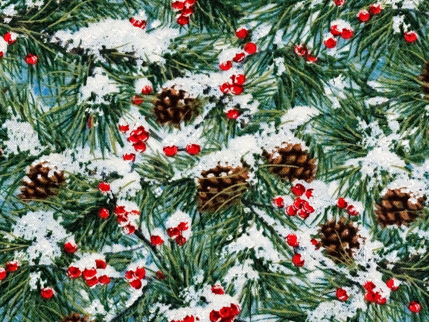 Winter Pine cone fabric Christmas pine tree cotton fabric - Mary Jo Fabrics