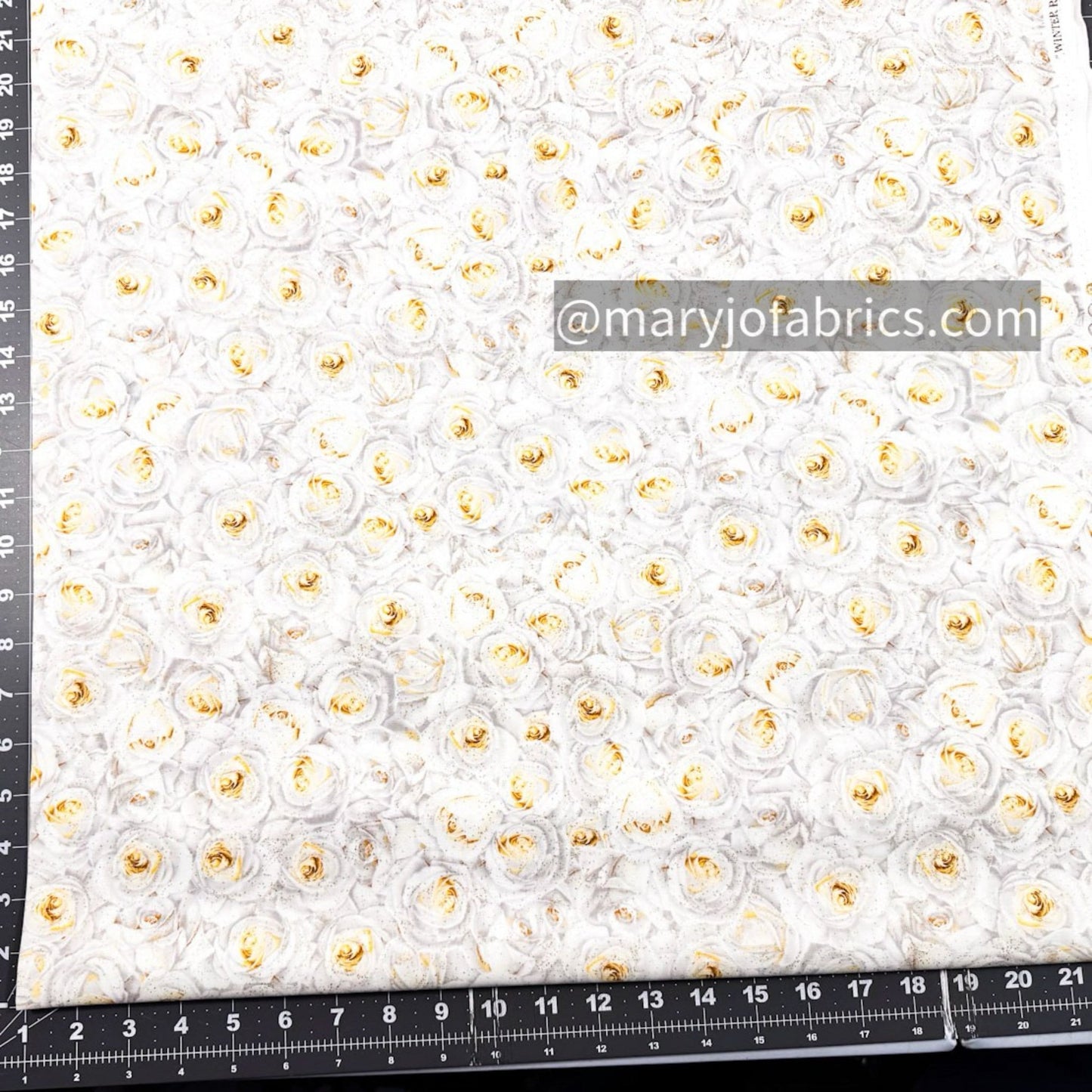 Winter White Rose Cotton Fabric CM2894 Floral - Mary Jo Fabrics
